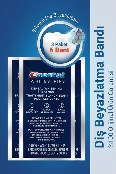 CREST Whitestrips Dental Whitening Diş Beyazlatma Bantları 3 Paket (6 Bant)
