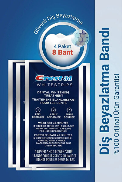 CREST Whitestrips Dental Whitening Diş Beyazlatma Bantları 4 Paket (8 Bant)