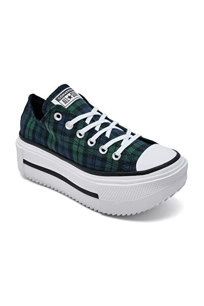 Converse CHUCK TAYLOR ALL STAR LIFT DOUBLE STACK PLATFORM PLAID - MARINE/NEGR...