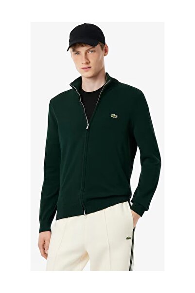 Lacoste Pánský bavlněný svetr na zip s vysokým límcem