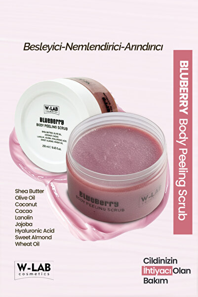 W-Lab Kozmetik Blueberry Body Peeling Scrub 250 Ml Besleyici Nemlendirici Arı...