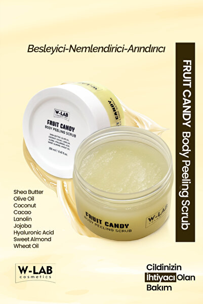W-Lab Kozmetik Fruit Candy Body Peeling Scrub 250 Ml Besleyici Nemlendirici A...