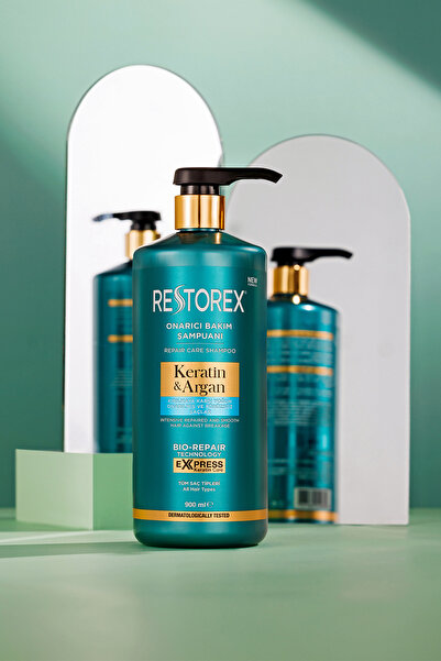 Restorex Keratin & Argan Onarıcı Şampuan 900 ml – Kırılma Karşıtı Güçlendirme