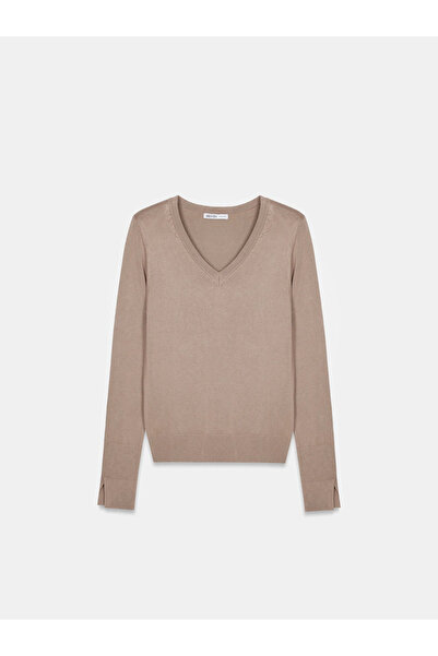 Dilvin 10427 Πουλόβερ με λαιμόκοψη σε σχήμα V άνοιγμα - Βιζόν
