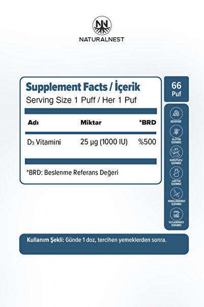 Naturalnest Vitamin D3 1000 IU Sprey — 10 Ml