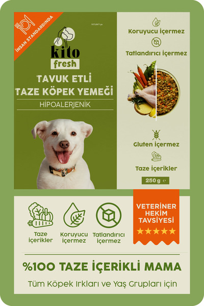 kito Fresh Tavuk Etli Köpek Yemeği %100 Taze İçerikli Mama 250 gr