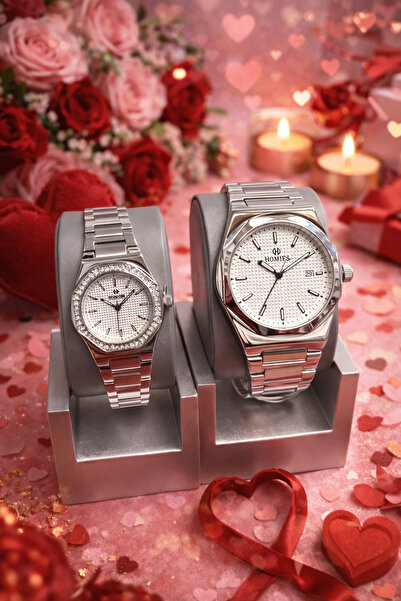 Homies SEVGİLİLER İÇİN ÇİFT SAATİ HEDİYELİK KUTUSU VE BİLEKLİK HEDİYELİ HMSGL...