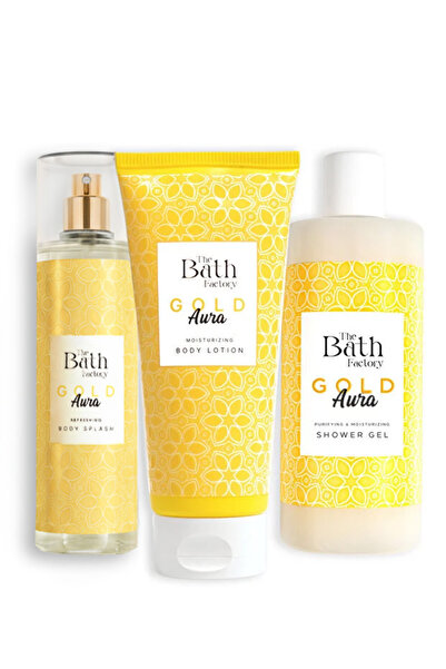 THE BATH FACTORY Gold Aura Duş Jeli + Gold Aura Vücut Spreyi + Gold Aura Vücu...