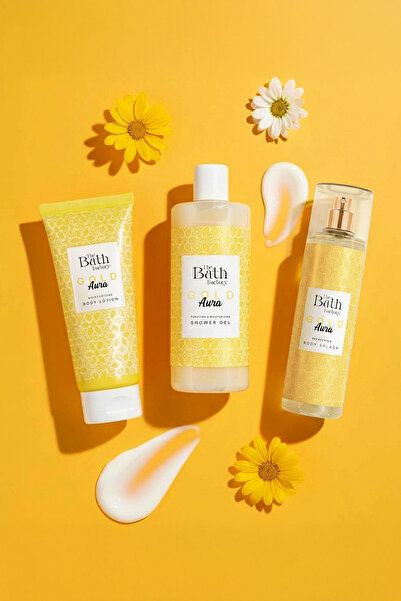 THE BATH FACTORY Gold Aura Duş Jeli + Vücut Spreyi + Vücut Losyonu
