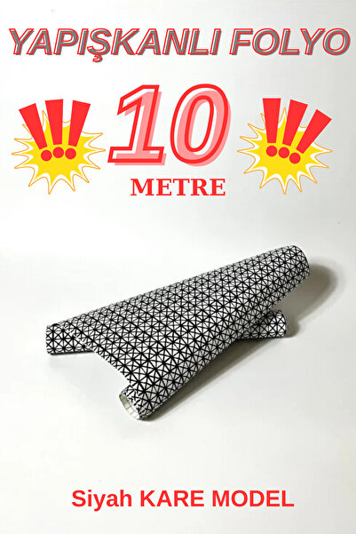 Renkli Duvarlar 45cm X 10 Meters 1 Roll Foil Adhesive Black Square Look Kitch...