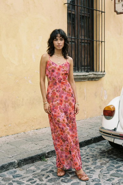 Trendyol Collection Rochie maxi țesută cu model floral, cu căptușeală în form...