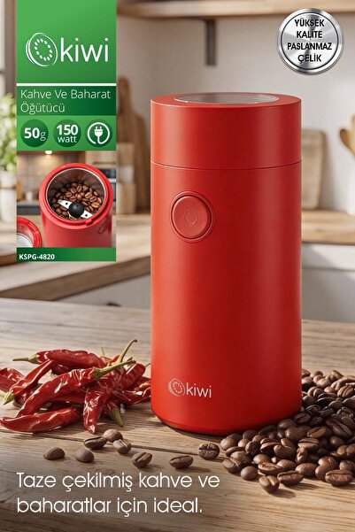 Kiwi KSPG-4820 Kahve ve Baharat Öğütücü Kırmızı| Paslanmaz Çelik Bıçaklar & 5...