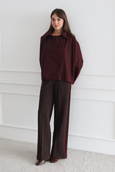 Trendyol Collection Cămașă țesută bumbac 100% cu detaliu de închidere cu prun...