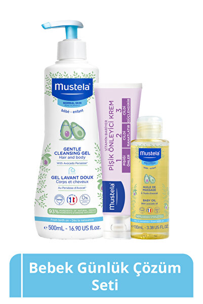 Mustela Bebek Günlük Çözüm Seti- Doğal Içerikli Yenidoğan Şampuan Pişik Önley...