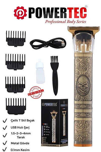 POWERTEC TR-1210 Profesyonel Usb Şarjlı Sakal Vücut Kıl Tüy Alma Kadın Erkek ...