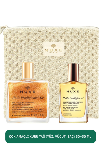 Nuxe Çok Amaçlı Kuru Yağ (Yüz, Vücut, Saç) 50+30 ml-Çanta Hediye