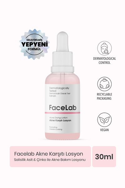 FaceLab Akne Kurutucu Losyon – Salisilik Asit & Çinko ile Akne Bakım Losyonu