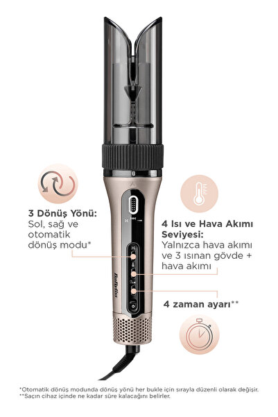 BABYLİSS Ondulator automat de păr Style Secret Air cu tehnologie de ondulare automată și aer cald C6688E