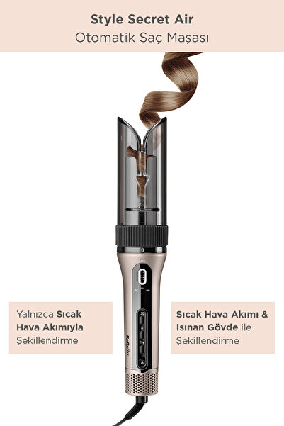 BABYLİSS Style Secret Air Auto-Curl Teknolojili Sıcak Hava İle Bukle Yapan Ot...