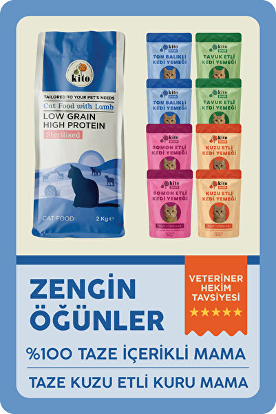 kito Kuzu Etli Kısır Kedi Maması 2 Kg +  Kito Fresh Kediler için %100 Taze İç...