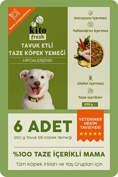 kito 6 Adet Fresh Tavuk Etli Köpek Yemeği %100 Taze İçerikli Mama (1,5 KG)