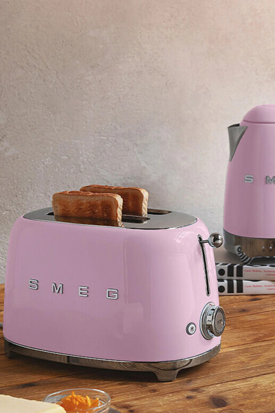 SMEG 50's Style Retro Pembe Ek Kızartma Makinesi 2x1 Tsf01pkeu