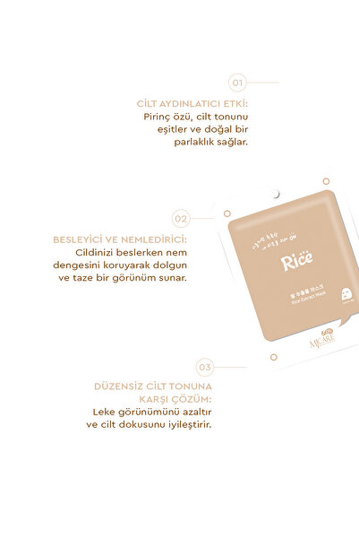 Mjcare On Rice Extract Mask- Pirinç Özlü Yüz Maskesi