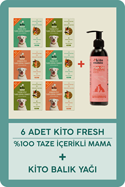 kito Fresh Taze Köpek Yemeği Tanışma Paketi Ve Premium Balık Yağı (200 ML)
