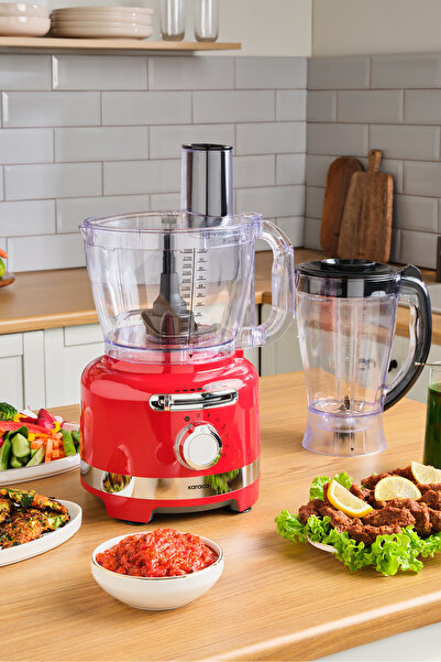 Karaca Multiblend Artisan Retro Food Processor 1000W Red