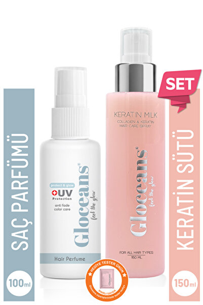 gloceans feel the glow Keratin Kolajen Saç Bakım Sütü 150ml Ve Protect&glow S...