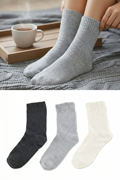 Trendyol Collection Многоцветни 3 пакета дебели хавлиени плетени чорапи Thmaw...