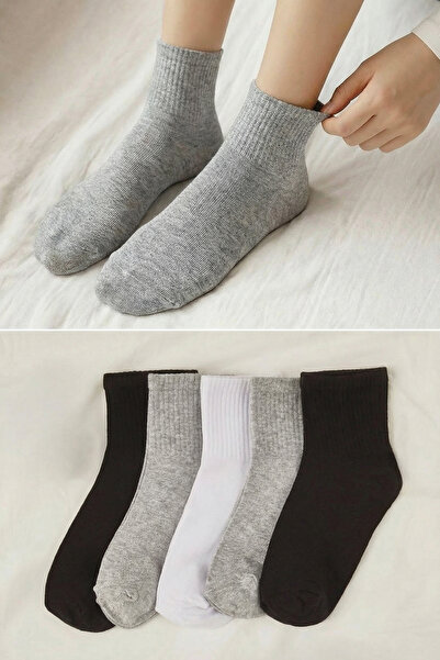 Trendyol Collection Черни 5 пакета памучни плетени чорапи TWOSS21CO0015