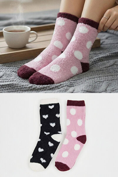 Trendyol Collection Розови-многоцветни 2 чифта сърцеви кърпички за ръце THMAW...