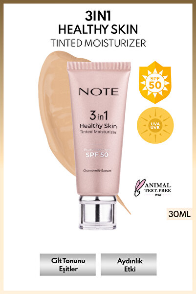 NOTE 3 in 1 Healthy Skin Tinted Moisturizer SPF 50 Renk Ton Eşitleyici Aydınl...