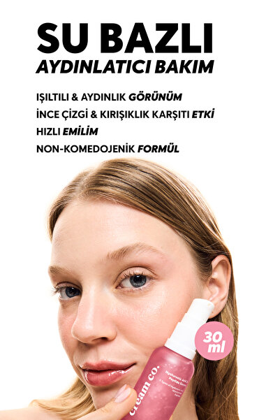 Cream Co. Kırışıklık Karşıtı Peptit Serum | Aydınlatıcı | Niacinamide Hyaluronik Asit | Tüm Cilt Tipleri