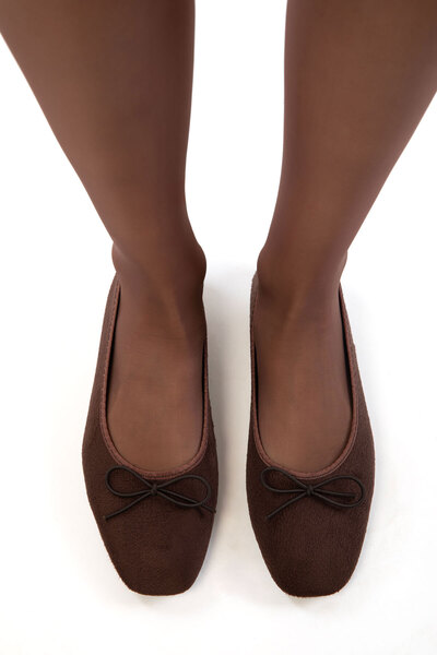 SOHO Дамски балетни пантофки от кафява велур 21268