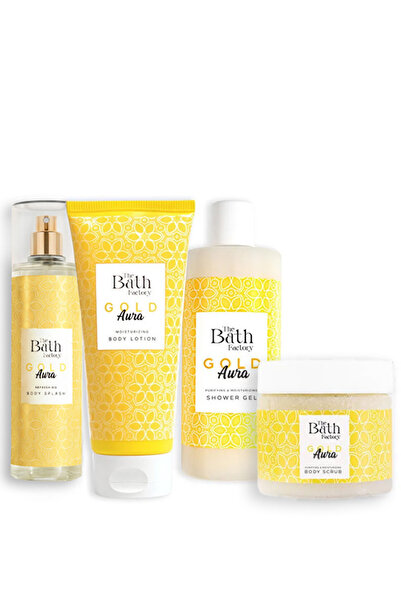 THE BATH FACTORY Gold Aura Duş Jeli + Gold Aura Vücut Losyonu + Gold Aura Vüc...