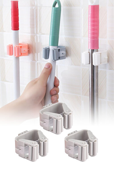 omilife 3 Adet Pratik Mop Askısı Süpürge ve Paspas Tutucu – Duvara Monte Edil...