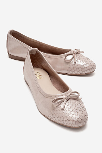LuviShoes 02 Пудрові блискучі жіночі балетки з натуральної шкіри