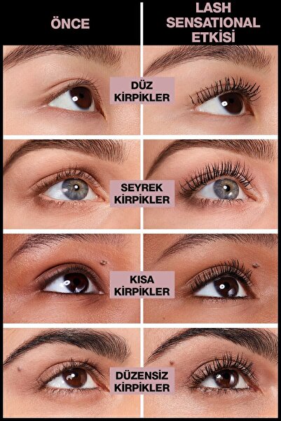 Maybelline New York Lash Sensational Yelpaze Etkili Suya Dayanıklı Siyah Maskara