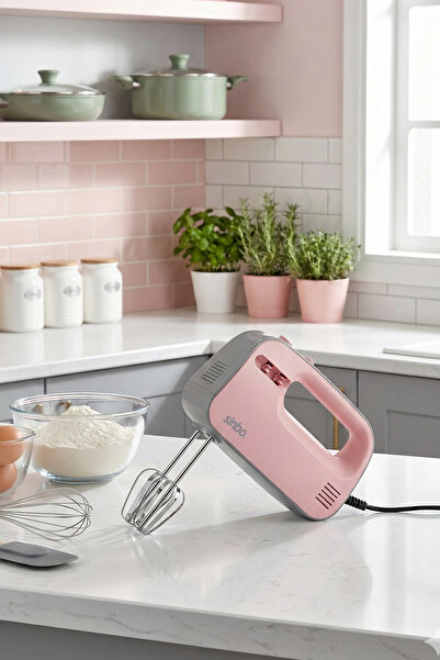 Sinbo SMX-2746 El Mikseri - Pembe | 5 Kademeli Hız, Turbo Fonksiyon, Paslanma...