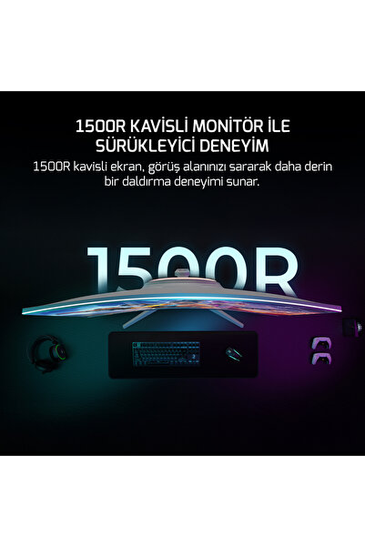 GamePower Vivid T50 27" 1500R Curved RGB Beyaz 200Hz 0.5ms FHD VA Gaming Monitör (Ölü Pikselde Anında Değişim)