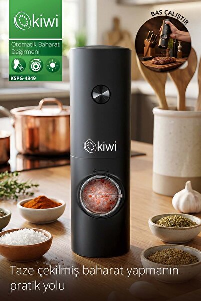 Kiwi Pilli Işıklı Tuz Karabiber Değirmeni Otomatik Baharat Öğütücü Kspg-4849