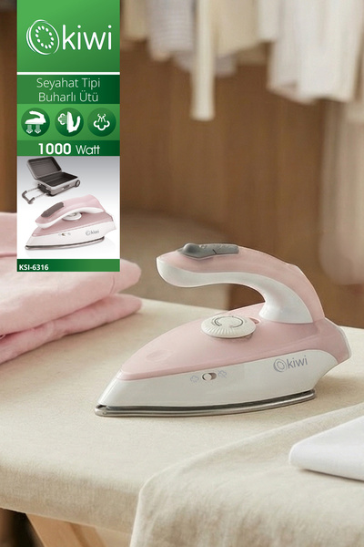 Kiwi Ksı 6316 Çelik Tabanlı Seyahat Ütüsü 1000W Pembe