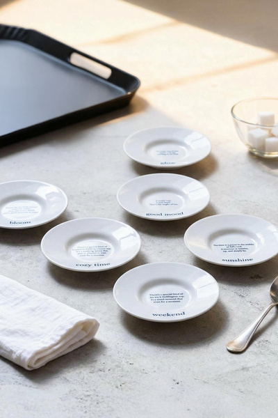 TRENDYOLMİLLA HOME Set de 6 farfurii pentru ceai cu model minim TPHAW26TBK00026