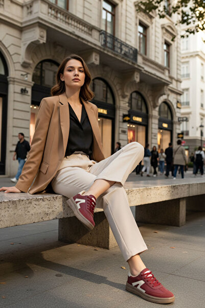 SOHO Burgundy-Beige Women's Sneaker 21249