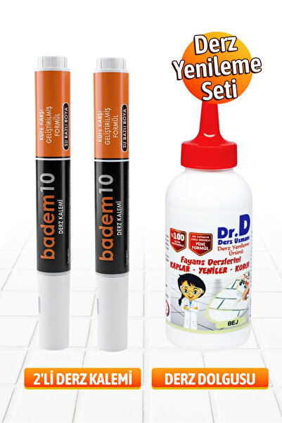 Badem10 (3'LÜ SET) Fayans Beyaz Derz Boyama Boyası Kalemi + Fayans Arası Hazı...