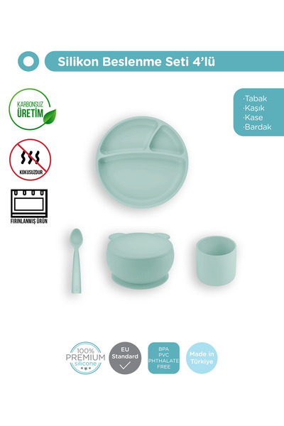 OiOi River Green Tabak Kase Bardak Kaşık Beslenme Seti