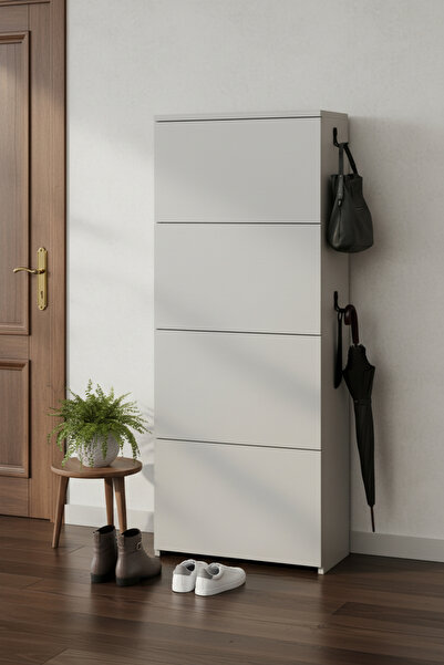 Skandi homeworks Palm Modern 4 Kapaklı Slim Ayakkabılık - Yan Askılıklı Fonks...