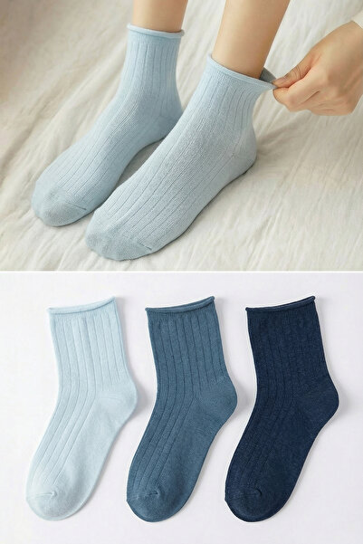 ترينديول كوليكشن جوارب منسوجة من القطن بدون مرونة/لا تترك علامات حزمة من 3 أز...